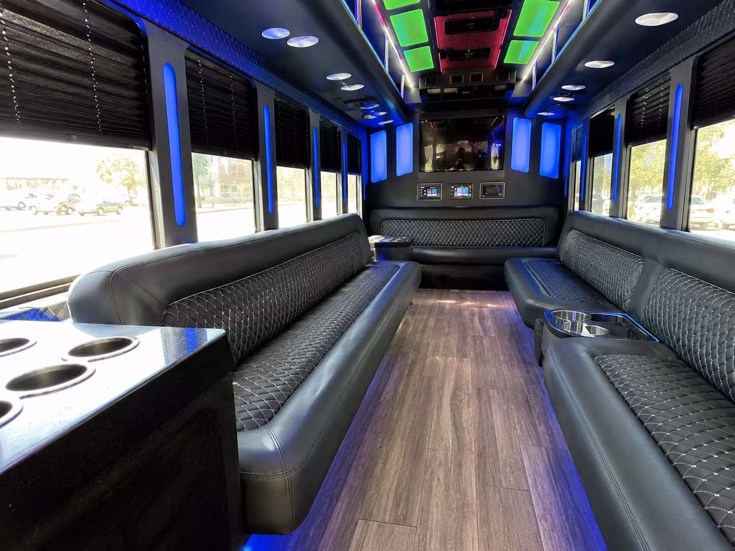 mission 15 passenger party bus inside