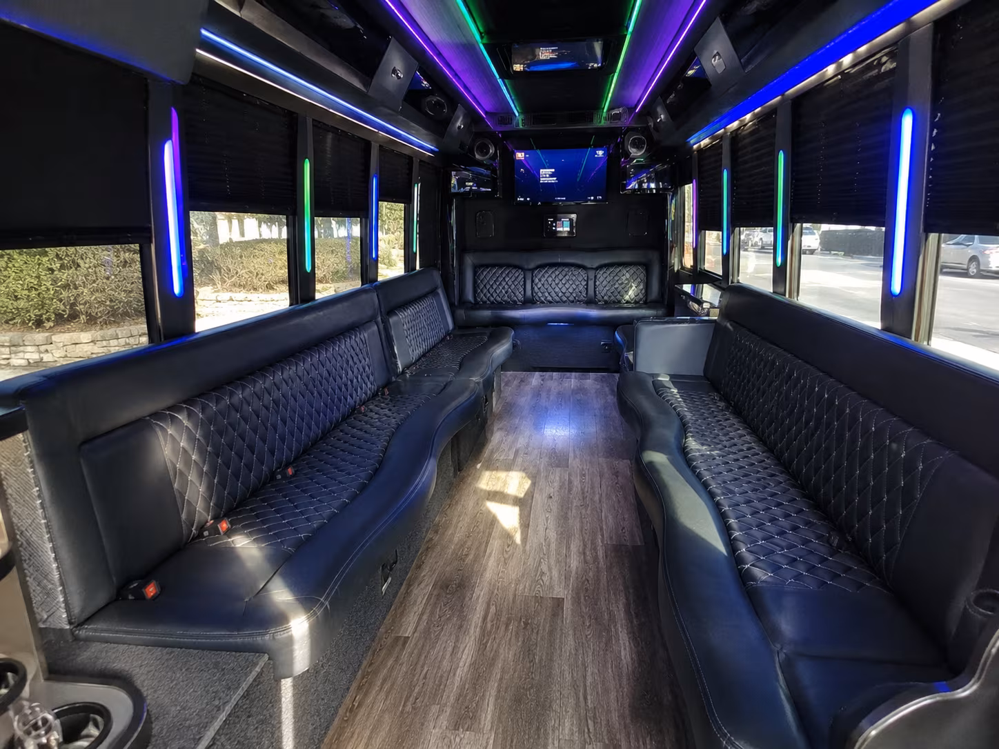 mission 15 passenger party bus interior