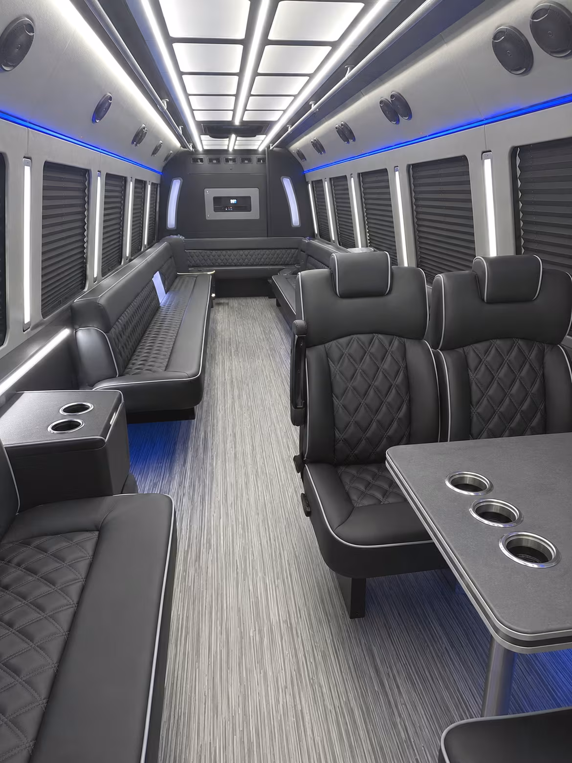 mission 25 passenger party bus inside