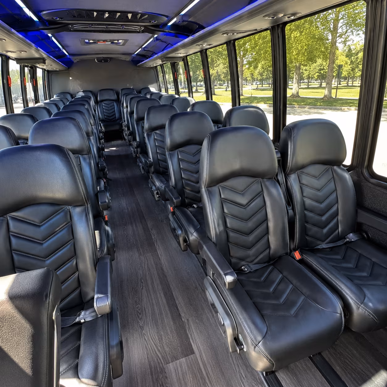 mission 28 passenger minibus interior