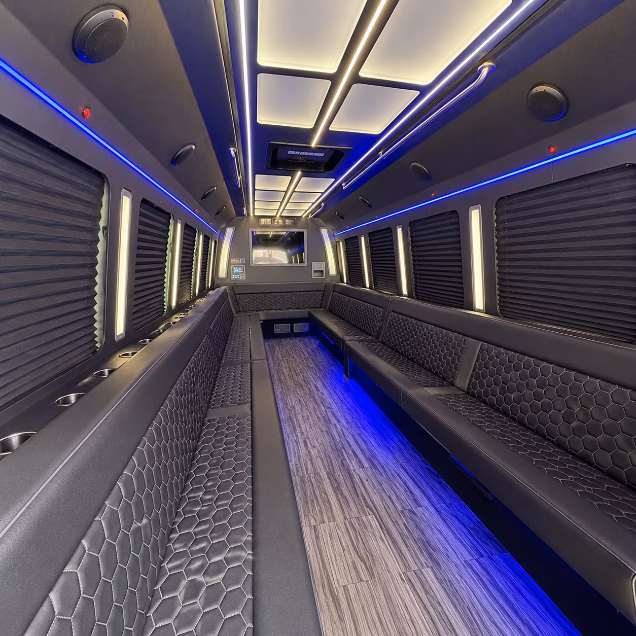 mission 30 passenger party bus interior